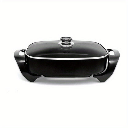 Electric Skillet 8 Quart Non-Stick Copper Deep Dish – 16x12 Large Electric Frying Pan with Tempered Glass Vented Lid, Adjustable Thermostat, Dishwasher Safe, Perfect for Family Meals & Entertaining