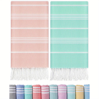 Turkish Beach Towels 2 Pack Sand Free Quick Dry Oversized Extra Large Lightweight Sandproof Compact Pool Swim Travel Camping Vacation Gift for Men Women Yellow Orange Blue Pink Purple Grey