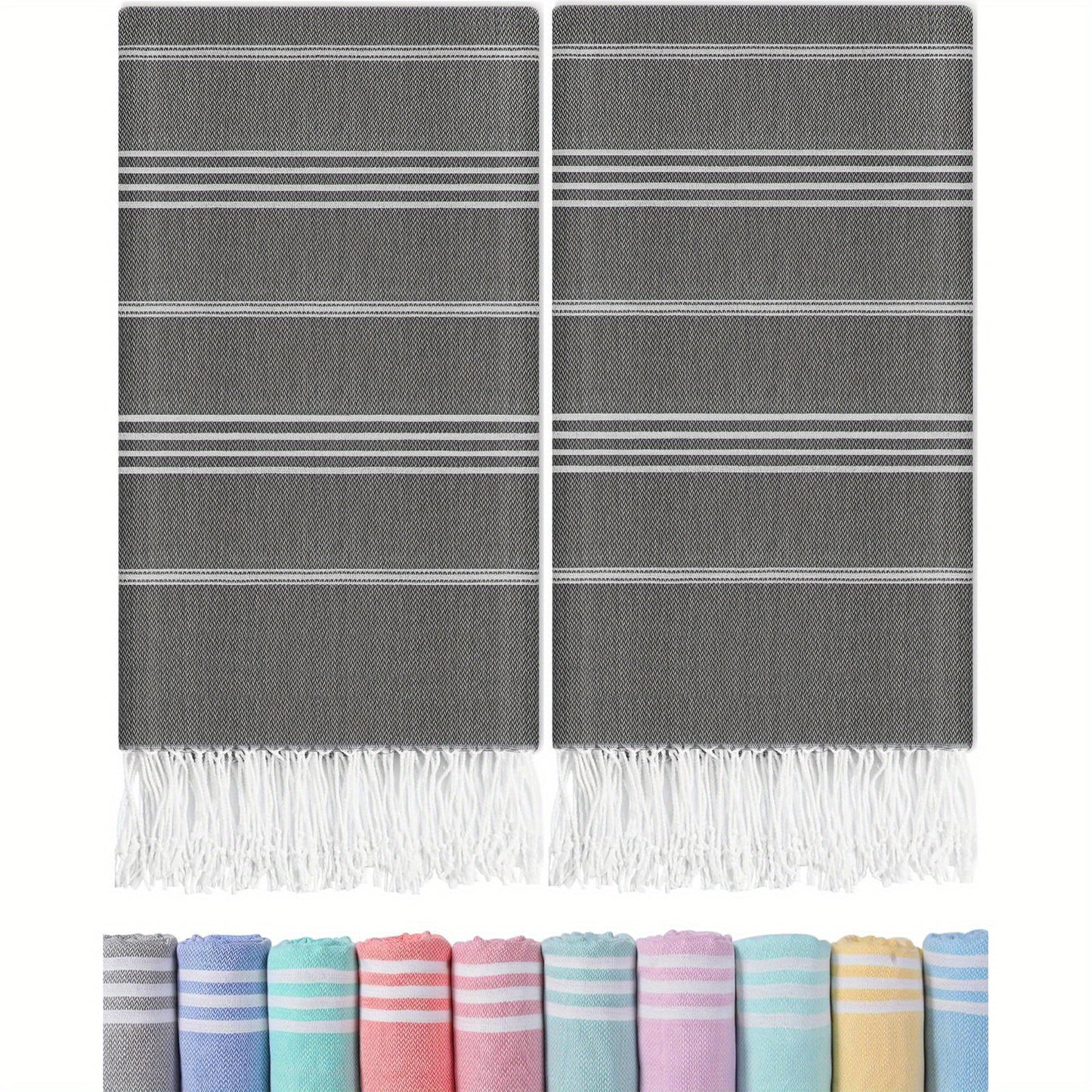 Turkish Beach Towels 2 Pack Sand Free Quick Dry Oversized Extra Large Lightweight Sandproof Compact Pool Swim Travel Camping Vacation Gift for Men Women Yellow Orange Blue Pink Purple Grey