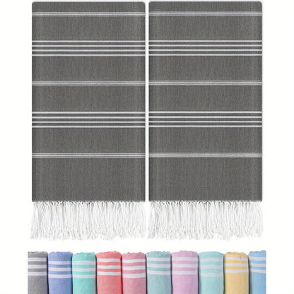 Turkish Beach Towels 2 Pack Sand Free Quick Dry Oversized Extra Large Lightweight Sandproof Compact Pool Swim Travel Camping Vacation Gift for Men Women Yellow Orange Blue Pink Purple Grey