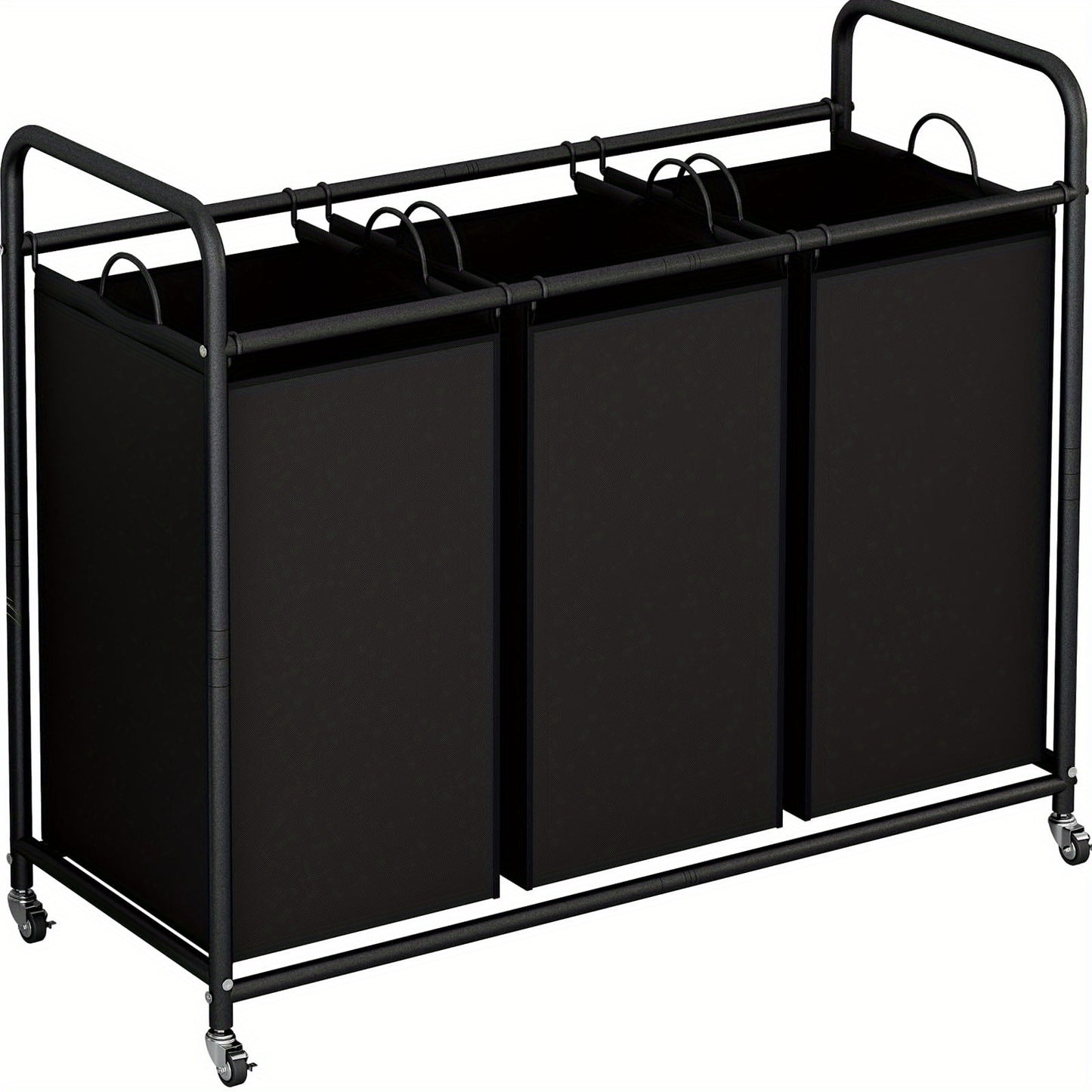 3-Bag Laundry Sorter Cart 63.4 Gallon – Rolling Hamper with Lockable Wheels & Removable Bags, Heavy-Duty Fabric Laundry Basket for Bedroom & Laundry Room, Black Gray Beige Brown