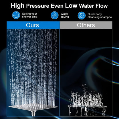Rainfall Shower Head with Handheld Combo – 8" High Pressure Rain Shower, 5-Setting Adjustable, Anti-Leak with 11" Extension Arm, Holder & Hose, Height & Angle Adjustable