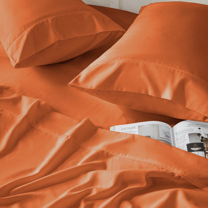Bed Sheet Set Soft Breathable Cooling Microfiber Fitted & Flat Sheets with Deep Pockets – Wrinkle Free Hotel Luxury Bedding in Multiple Colors & Sizes
