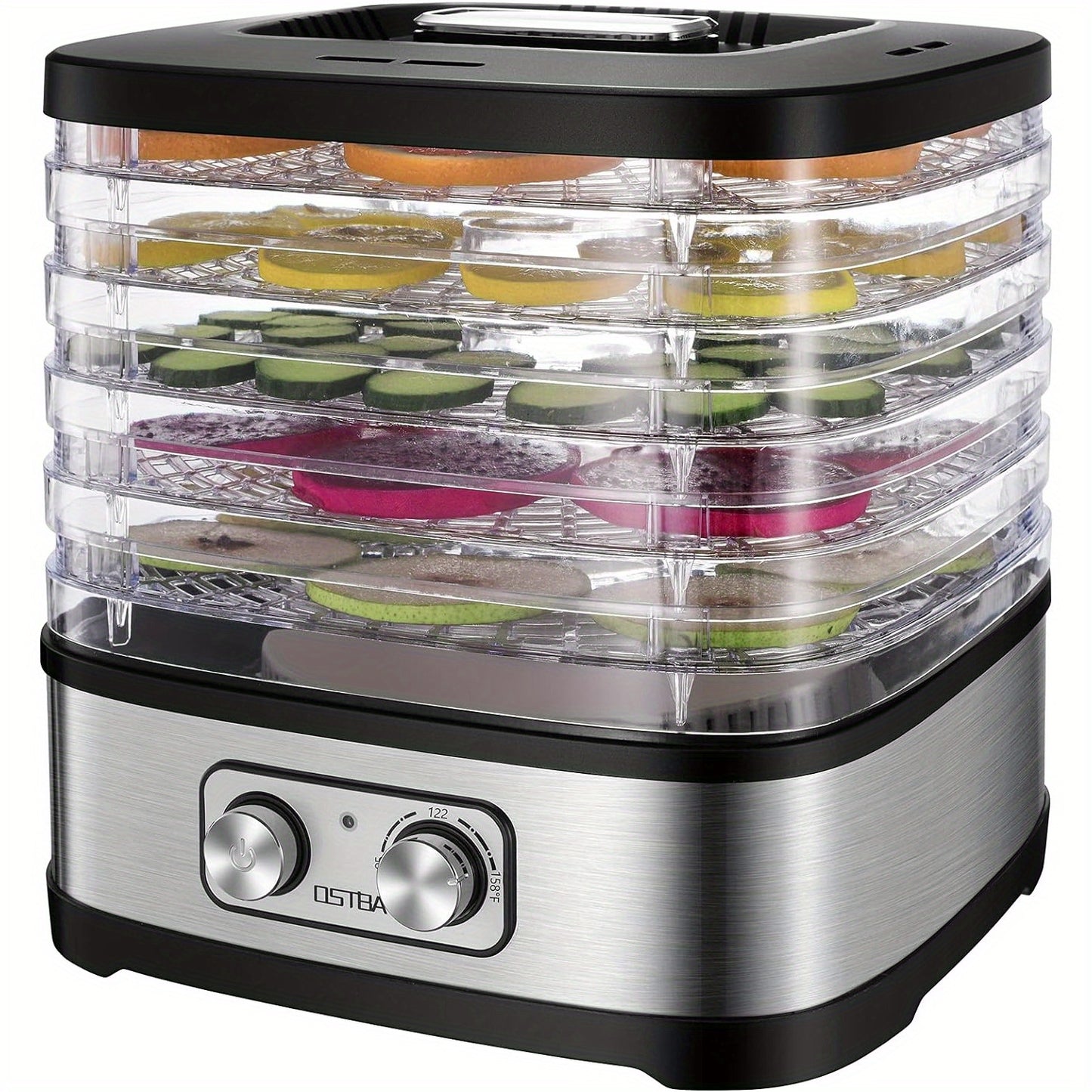 Food Dehydrator 240W with Temperature Control | BPA-Free Dishwasher-Safe Trays, Electric Food Dryer for Jerky, Fruits, Herbs & Vegetables, Recipe Book Included – 5-Tray & 8-Tray Options