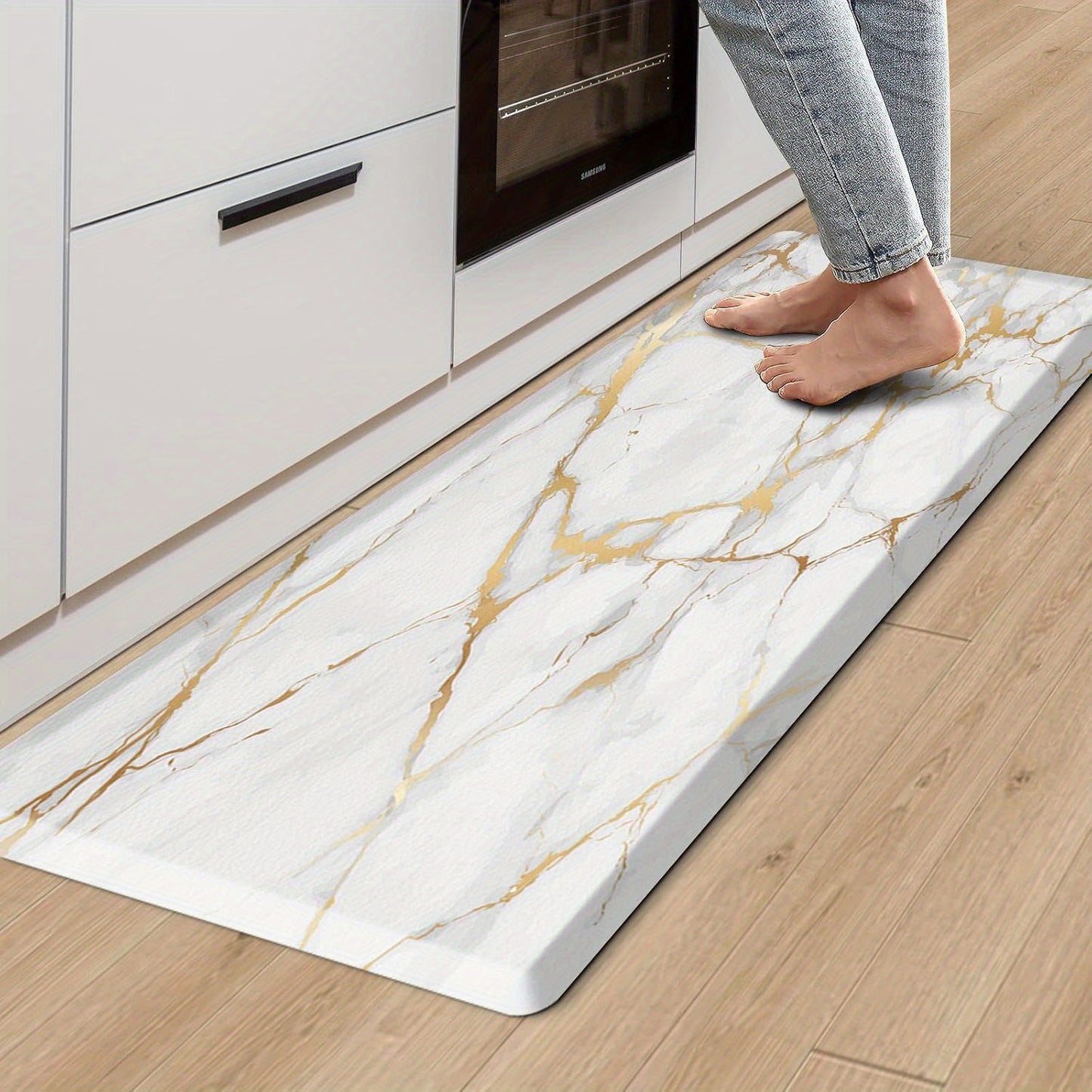 Anti Fatigue Kitchen Mat Non-Slip Cushioned Floor Rug for Standing Desk Sink Office - Marble Pattern