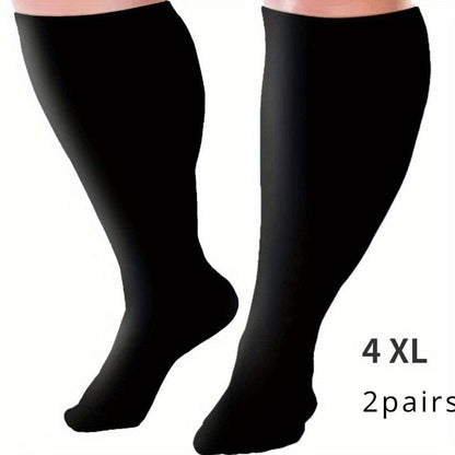 Plus Size Compression Socks 2 Pairs High Elasticity Sports Fitness Oversized Socks for Men Women 2XL 3XL 4XL 5XL 6XL 7XL Running Athletic Support