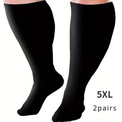 Plus Size Compression Socks 2 Pairs High Elasticity Sports Fitness Oversized Socks for Men Women 2XL 3XL 4XL 5XL 6XL 7XL Running Athletic Support