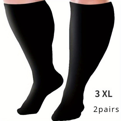 Plus Size Compression Socks 2 Pairs High Elasticity Sports Fitness Oversized Socks for Men Women 2XL 3XL 4XL 5XL 6XL 7XL Running Athletic Support