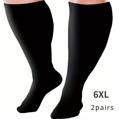 Plus Size Compression Socks 2 Pairs High Elasticity Sports Fitness Oversized Socks for Men Women 2XL 3XL 4XL 5XL 6XL 7XL Running Athletic Support