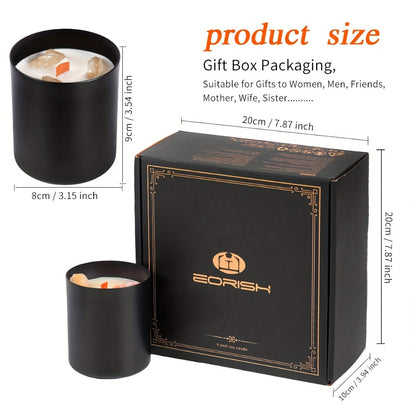 Scented Candle Gift Set 4 Candles 44oz with Crystal Stone Accents and 4 Heat-Resistant Coasters 70Hr Burn Lavender Jasmine Vanilla Amber Tuberose for Women Men Birthday Christmas Mothers Day Spa Gift