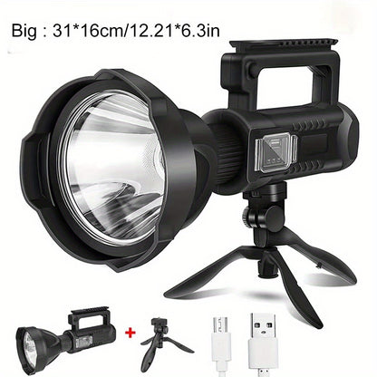 XHP90 High Power LED Flashlight USB Rechargeable Powerful Spotlight Searchlight – 4 Modes, Camping Lantern Torch with Bracket for Fishing Camping Hiking Hunting Outdoor Adventure Patrol