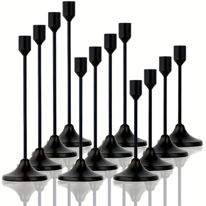 12pcs Metal Taper Candle Holders Set - Modern Tapered Design, Polished Finish, Tabletop Centerpiece for Christmas, Halloween, Weddings & Home Decor (Candles Not Included)