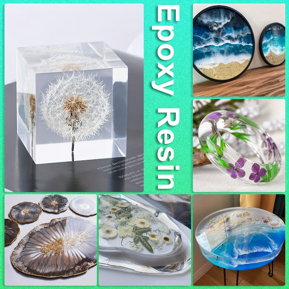 Fast-Curing Epoxy Resin Kit Low Odor Bubble-Free Non-Yellowing – 2-Part Casting Resin for Jewelry Accessories River Tabletops Crafts & Handicrafts, 32oz or 80oz