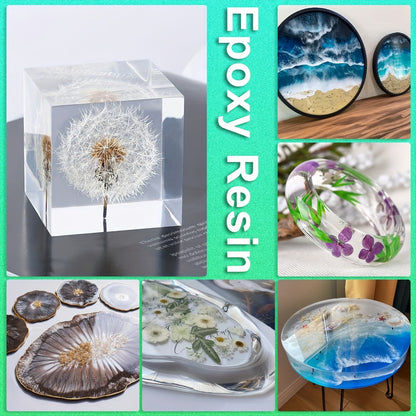 Fast-Curing Epoxy Resin Kit Low Odor Bubble-Free Non-Yellowing – 2-Part Casting Resin for Jewelry Accessories River Tabletops Crafts & Handicrafts, 32oz or 80oz
