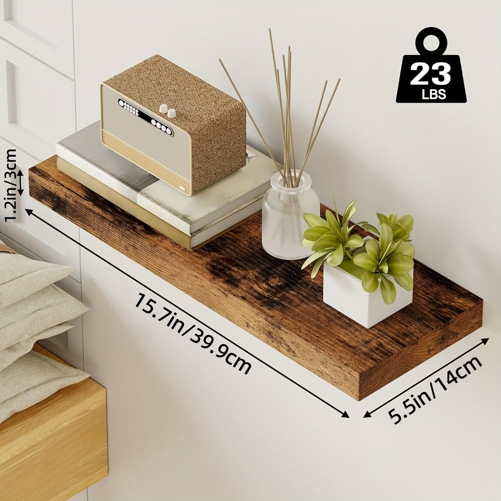 Floating Wall Shelves Set – Wooden Wall-Mounted Shelves for Living Room, Kitchen & Bathroom (2/4/6pcs, 15.7"/19.7"/22")