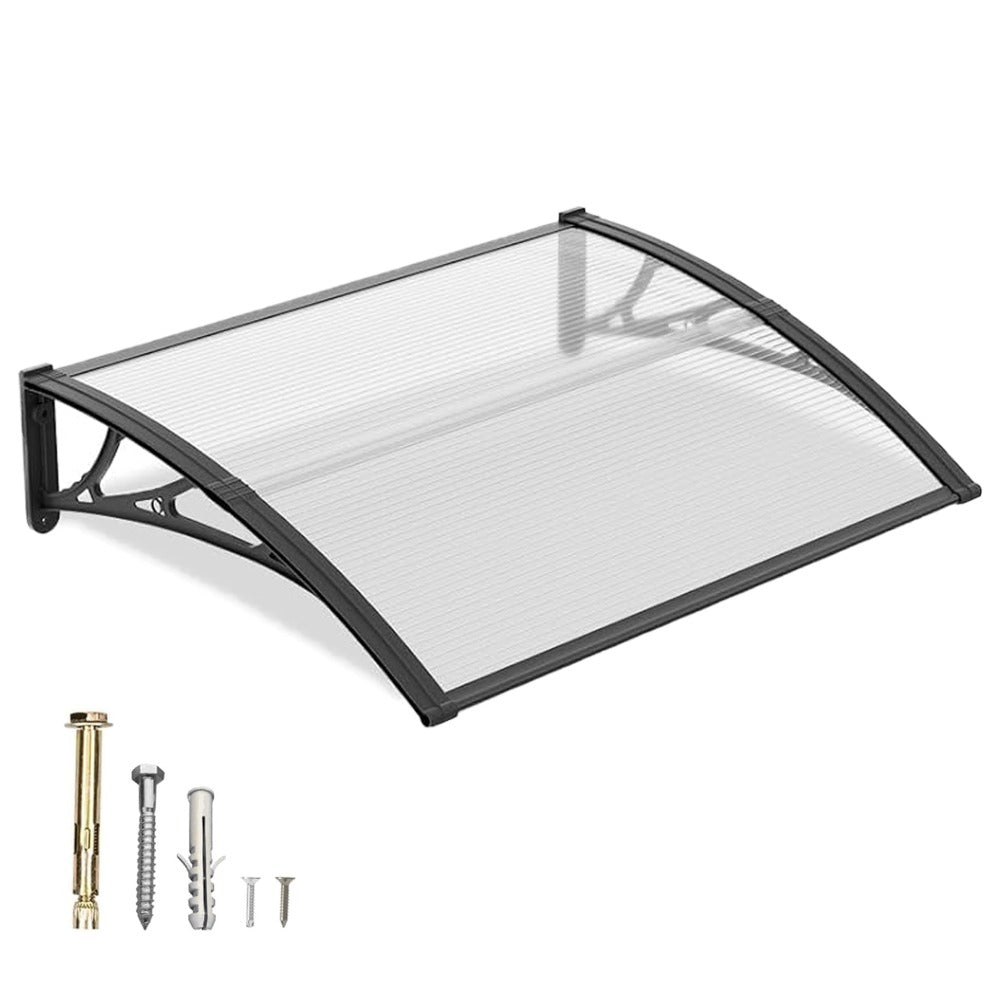 Window Awning Door Canopy Polycarbonate Overhang – UPF 50+ UV & Rain Protection, Leak-Proof Hollow Sheet, Weather-Resistant Outdoor Patio Awning for Doorways, Windows, Storefronts – Multiple Sizes & Colors