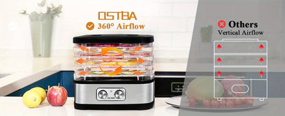 Food Dehydrator 240W with Temperature Control | BPA-Free Dishwasher-Safe Trays, Electric Food Dryer for Jerky, Fruits, Herbs & Vegetables, Recipe Book Included – 5-Tray & 8-Tray Options