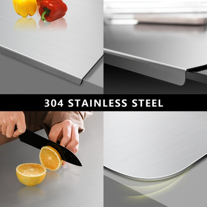 Stainless Steel Cutting Board Large Extra Thick 304 Food Grade Metal Chopping Board Non-Slip Butcher Block for Kitchen Meat Vegetables Fruits with Juice Groove