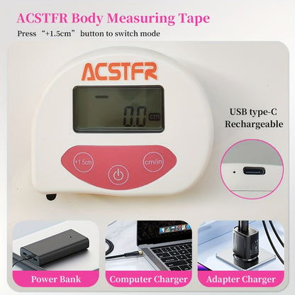 Digital Body Measuring Tape 60 Inch 150cm Smart Retractable Electronic Tape Measure for Weight Loss Waist Hip Chest Arm Body Measurement USB Rechargeable Fitness Tracker Tool