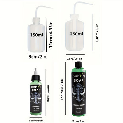 Tattoo Green Soap Kit Cleansing Solution with Squeeze Bottle – Green and Blue Tattoo Soap for Artists, Safe Color Foam Moisturizing Formula, Tattoo Supplies and Accessories Multiple Sizes