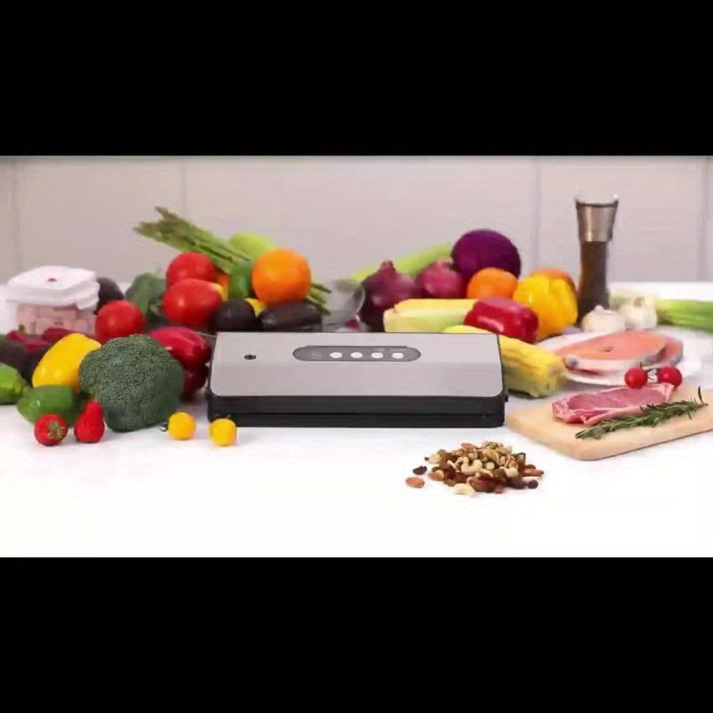 Vacuum Sealer Machine 8-in-1 – 65Kpa Food Sealer with Cutter, Accessory Hose, 10 Bags Included, Stainless Steel, External Vacuum Port for Food Storage, Sous Vide & Meal Prep