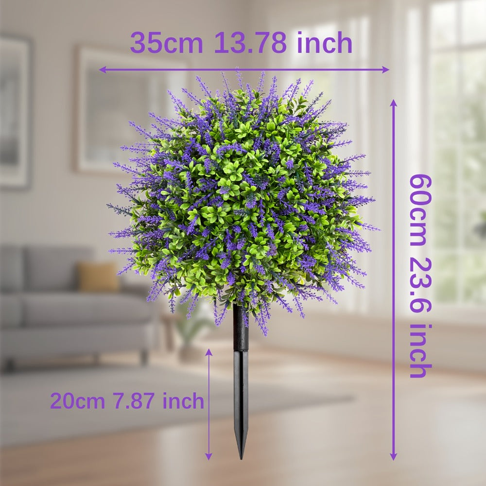 Artificial Topiary Ball Trees for Outdoor & Indoor Decor – UV Resistant Faux Lavender, Azalea & Pansy Shrubs with Ground Spike – Evergreen Fake Plants for Front Porch, Garden & Backyard (Single & 2 Pack)