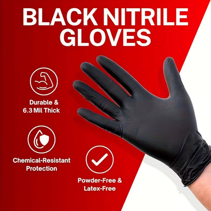 Black Nitrile Disposable Gloves 200 Pack S/M/L/XL, Latex-Free Chemical Resistant Industrial Grade Gloves for Cleaning Tattooing Painting Car Washing Dishwashing