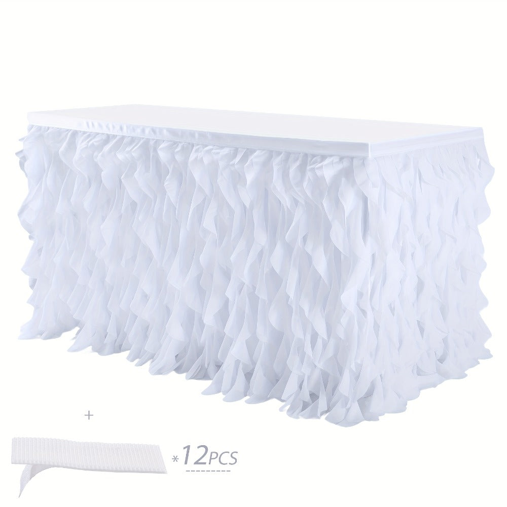 Tutu Table Skirt 6ft – Ruffle Curly Willow Tulle Table Skirt for Rectangle & Round Tables, Birthday Party, Wedding, Baby Shower, Christmas & Halloween Decoration, Multiple Colors