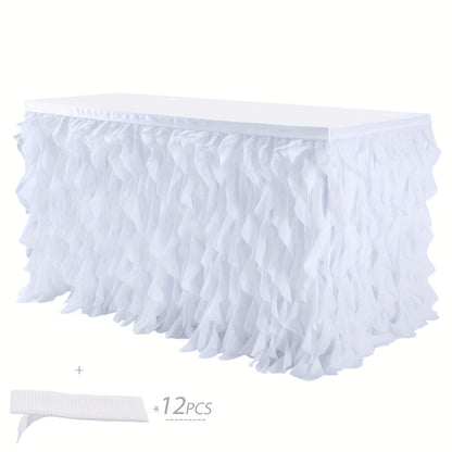 Tutu Table Skirt 6ft – Ruffle Curly Willow Tulle Table Skirt for Rectangle & Round Tables, Birthday Party, Wedding, Baby Shower, Christmas & Halloween Decoration, Multiple Colors