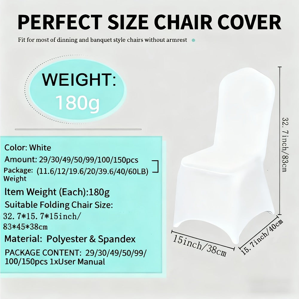 Spandex Chair Covers Bulk, Elastic Stretch Universal Fit Banquet Chair Protectors — Machine Washable Wedding Chair Covers for Weddings, Parties, Banquets & Events | Black & White | 30-150 Pack
