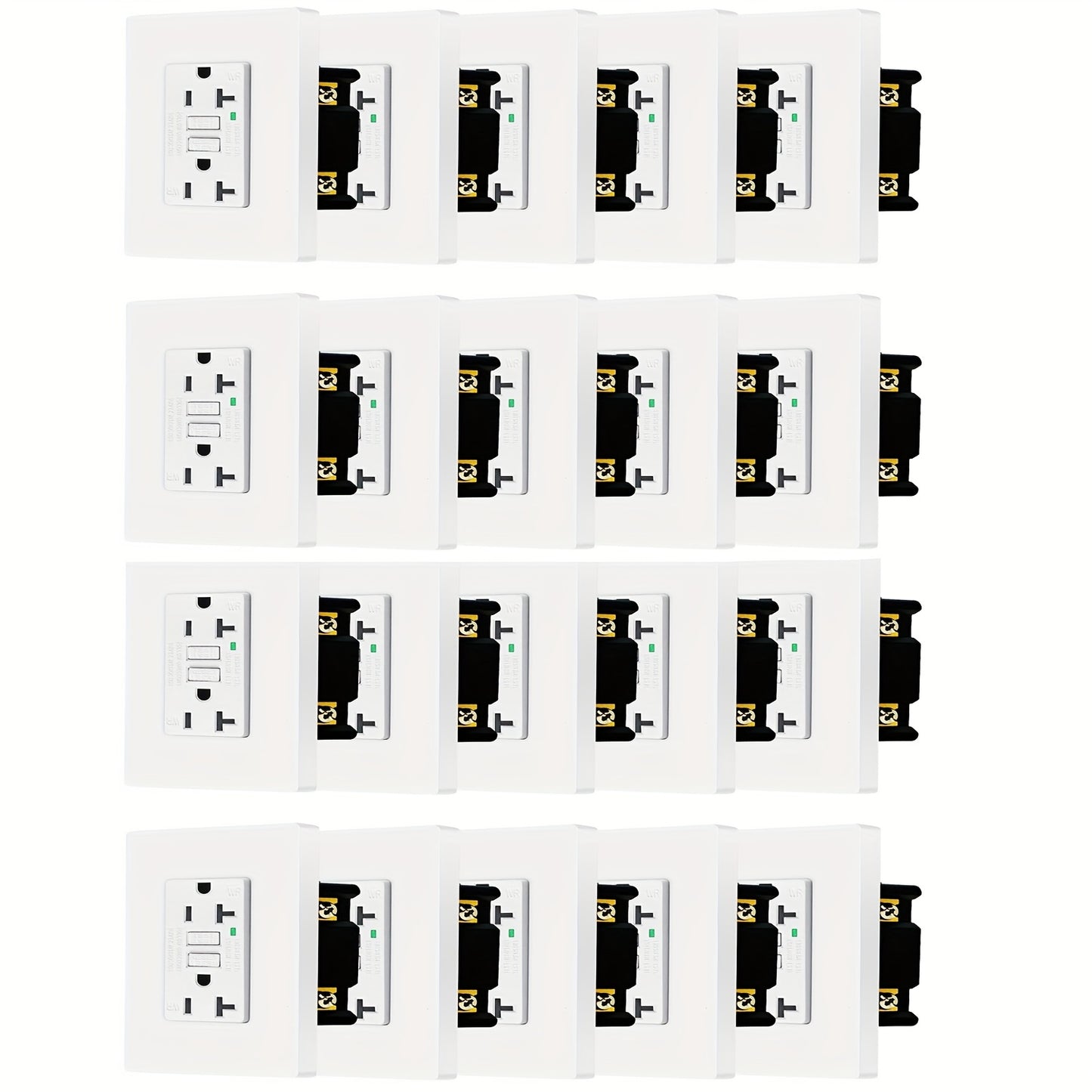 GFCI Outlet 20 Amp Tamper Resistant WR Weather Resistant with Wall Plate ETL Listed LED Indicator Test Reset Button Ground Fault Circuit Interrupter for Bathroom Kitchen Garage 2 4 6 10 20 Pack Black White
