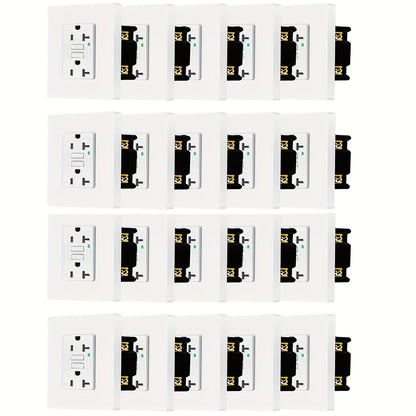 GFCI Outlet 20 Amp Tamper Resistant WR Weather Resistant with Wall Plate ETL Listed LED Indicator Test Reset Button Ground Fault Circuit Interrupter for Bathroom Kitchen Garage 2 4 6 10 20 Pack Black White