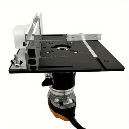 Aluminum Router Table Insert Plate with Fence & Miter Gauge - Precision Woodworking Tool, Dual Function Design, No Electricity Required, Compatible with Standard Router Tables for DIY & Cabinet Making