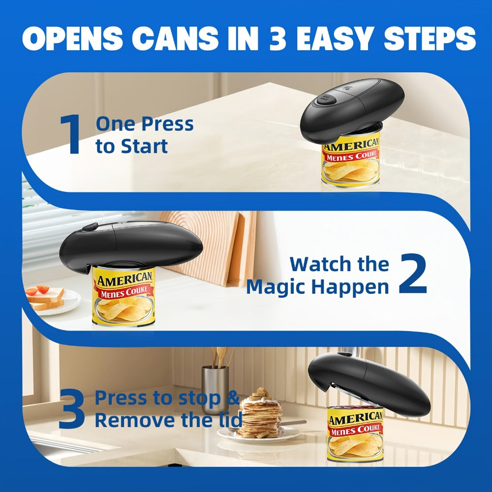 Automatic Can Opener Hands-Free | Electric Battery-Powered One-Touch Can Opener for All Can Sizes, Safe Smooth Edge, Food-Safe Portable Kitchen Tool – No Sharp Edges, Easy to Use, Multiple Colors