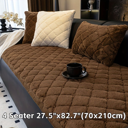 Sofa Cover Faux Rabbit Fur Plush Couch Slipcover - Thick Soft Non-Slip Pet Friendly Machine Washable Sofa Cushion Cover for Living Room Bedroom Office