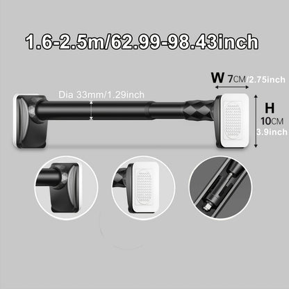 Telescopic Curtain Rod No Drill 15.75"-196.85" Adjustable Shower Curtain Rod 33mm for Large Windows