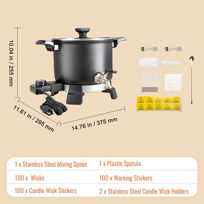 Wax Melter for Candle Making 5.5L Large Electric Wax Melting Pot with Easy Pour Spout, 1200W Fast Heating, 4-Level Temperature Control, 100pcs Wicks for Candle Soap Cream Lip Balm Bulk Production