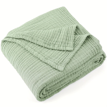 Muslin Blanket 100% Cotton 6-Layer – Breathable Soft Gauze Throw for Couch & Bed, All Season, Machine Washable, 13 Colors, 5 Sizes