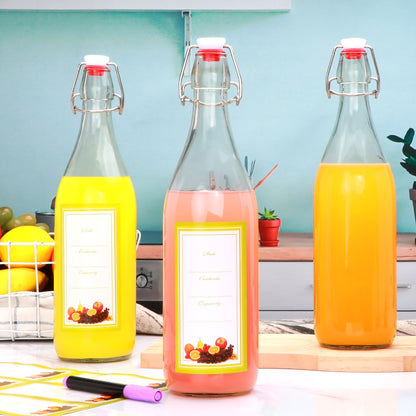 Flip Top Glass Bottles with Stopper 16oz | Airtight Swing Top Bottle for Kombucha, Juice, Vinegar, Honey, Vanilla Extract – Kitchen Storage Set