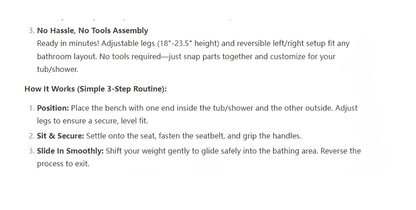 Shower Chair for Elderly Heavy Duty 400 lbs Transfer Bench with Safety Belt Non-Slip Adjustable Height Tool-Free Assembly Bath Seat for Disabled Recovery Seniors 39 Inch Extra Long Shower Bench Bathtub Transfer Chair