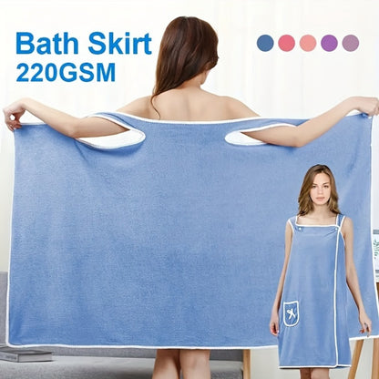 Wearable Bath Towel Wrap Coral Fleece Bow-Knot Strapless Bathrobe Quick Dry Absorbent 260GSM Soft Skin-Friendly Adult Shower Towel for Bathroom Beach Spa Light Purple Pink