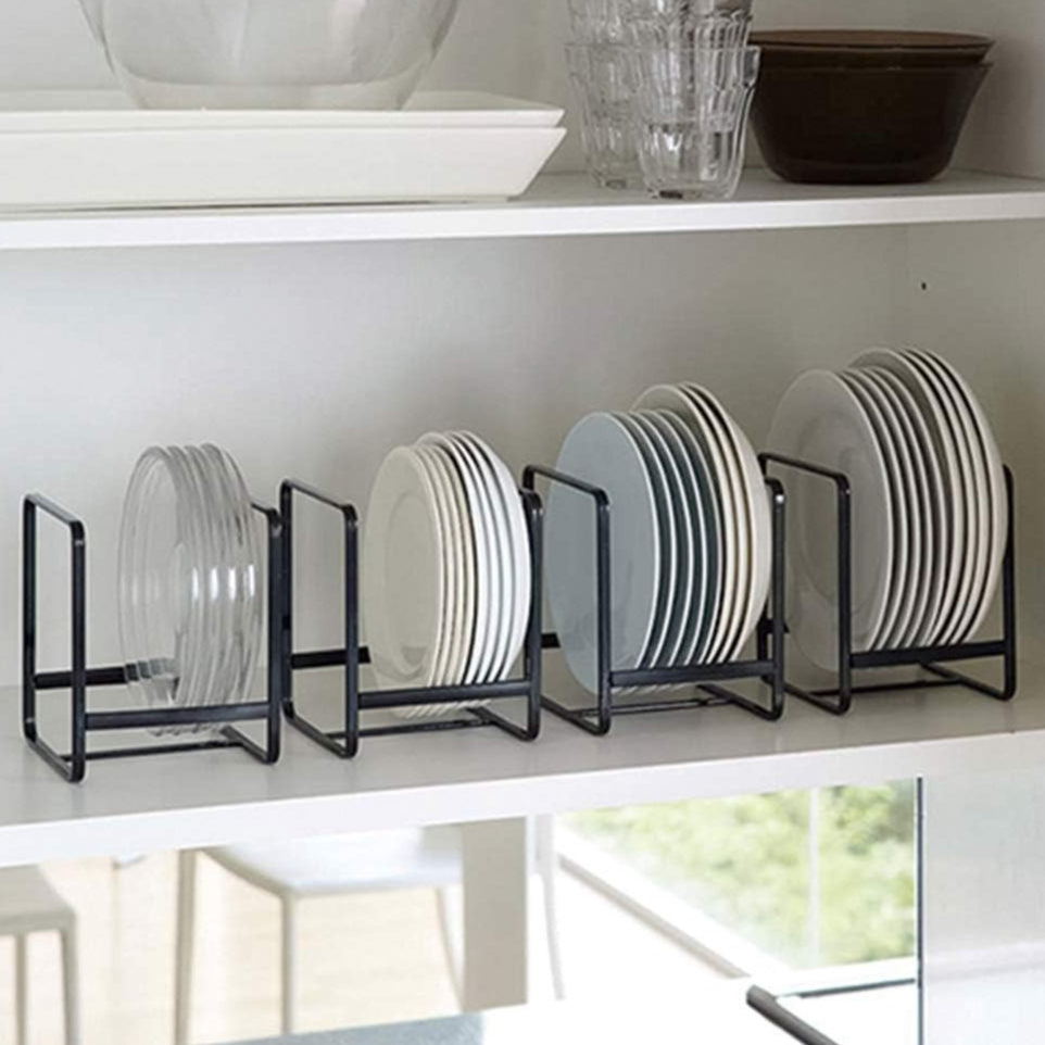 4pcs Stainless Steel Dish Rack Cabinet Organizer with Drain Tray - Space Saving Kitchen Countertop Storage Rack Set