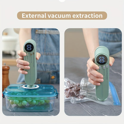Vacuum Food Sealer Machine USB Rechargeable – Portable One-Touch Automatic Food Vacuum Sealer with Inflation Mode & Digital Display for Kitchen Freshness, Camping, Office & Home Use