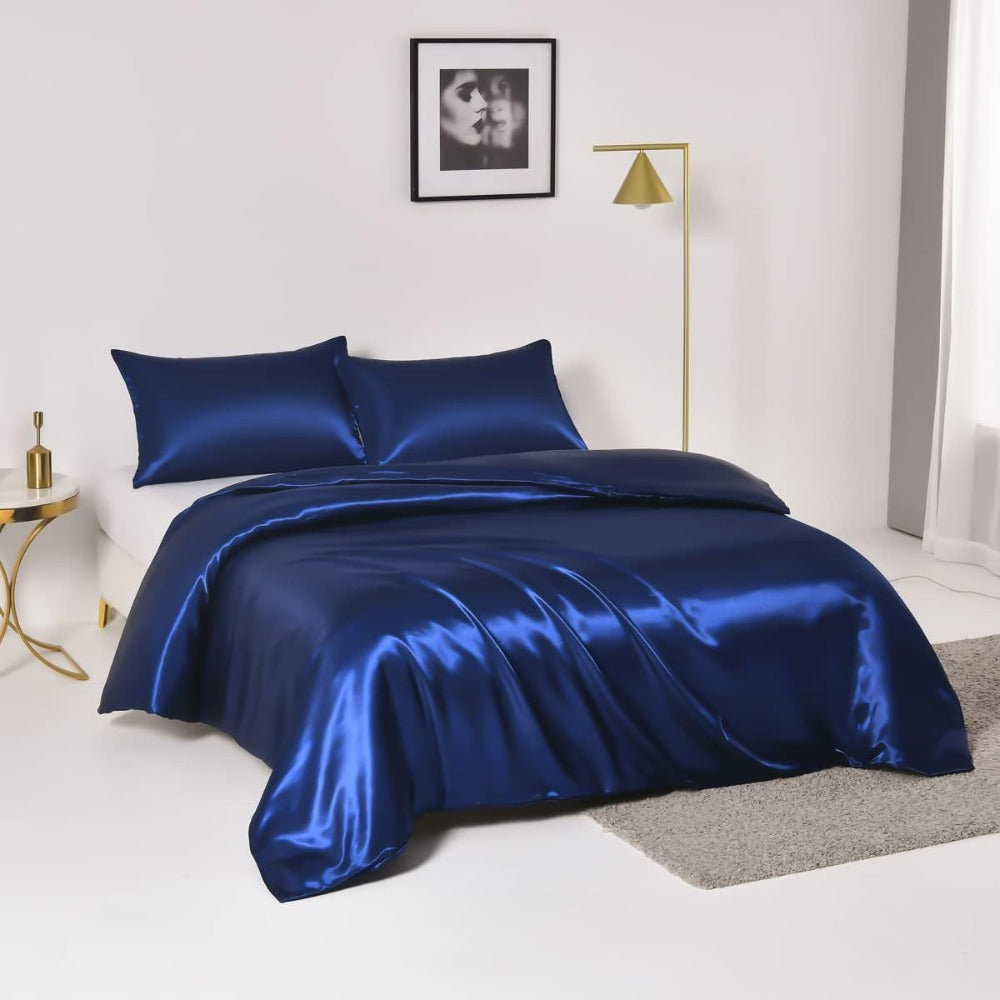 Satin Bed Sheet Set 4 Pcs – Luxury Silky Smooth Hotel-Quality Bedding, Wrinkle-Free Deep Pocket Fitted Sheet, All-Season Elegant Satin Sheets – Twin, Full, Queen & King, Multiple Colors
