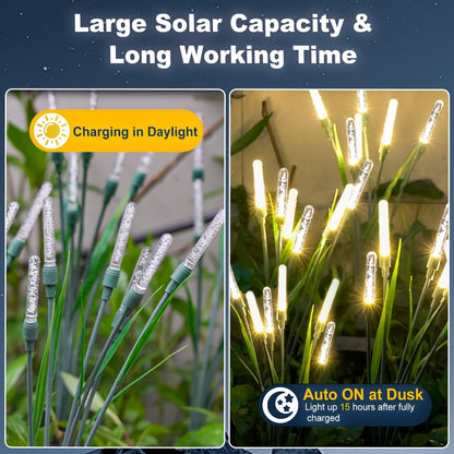 Solar Bubble Pathway Lights Outdoor 4 Pack – IP44 Waterproof Acrylic Reed Stake Lights Auto On/Off Dusk to Dawn | Warm White Solar Powered LED for Garden, Yard, Driveway, Walkway & Patio Decor