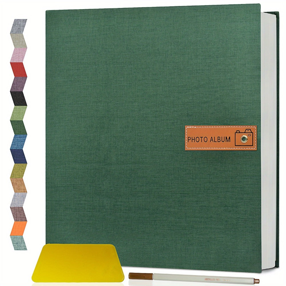 Self Adhesive Photo Album Scrapbook – Large Linen Cover Memory Book for 4x6 5x7 8x10 Photos, DIY Picture Book with Metal Pen, Gift for Mom, Baby, Wedding, Valentine's Day & Mother's Day, 40 & 60 Pages
