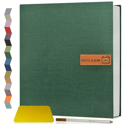 Self Adhesive Photo Album Scrapbook – Large Linen Cover Memory Book for 4x6 5x7 8x10 Photos, DIY Picture Book with Metal Pen, Gift for Mom, Baby, Wedding, Valentine's Day & Mother's Day, 40 & 60 Pages