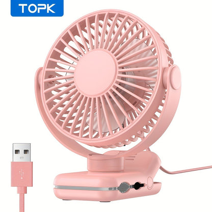 Clip on Fan USB Desk Fan, Brushless Motor Whisper Quiet Portable Mini Fan with Strong Clamp, USB Powered Personal Cooling Fan for Office Bedroom Dorm Stroller, 360° Adjustable, Black Pink
