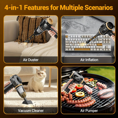Cordless Handheld Vacuum Cleaner with LCD Display & Multi-Nozzles, 9000Pa Suction 50000RPM HEPA Filter, 2-in-1 Blow & Vacuum for Car Home Office Pet Hair Keyboard Sofa