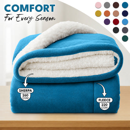 Sherpa Flannel Blanket – Double-Layer Ultra Soft Warm Throw for Bed, Sofa & Bedroom Decor, Better Sleep, 14 Colors, 3 Sizes